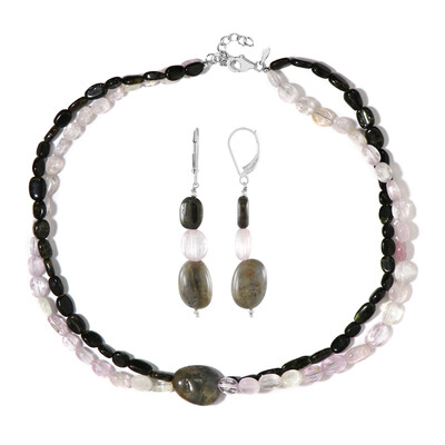 Set en plata con Turmalina negra