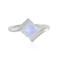 Anillo en plata con Piedra de Luna arcoíris