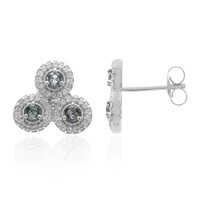Pendientes en plata con Zafiro verde no calentado