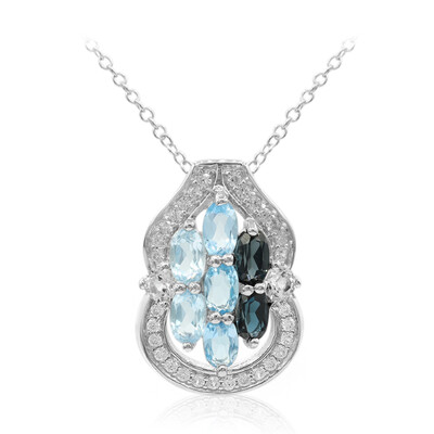 Collar en plata con Topacio azul de Londres