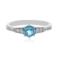 Anillo en plata con Topacio azul suizo