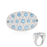 Anillo en plata con Topacio azul suizo (de Melo)