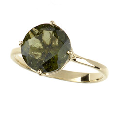 Anillo en oro con Moldavita