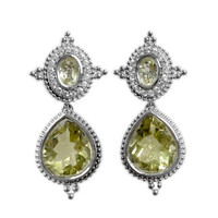 Pendientes en plata con Cuarzo del Ouro Verde (Dallas Prince Designs)