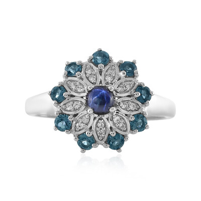 Anillo en plata con Zafiro estrella azul
