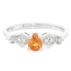 Anillo en plata con Zafiro naranja
