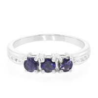 Anillo en plata con Iolita de Ceilán