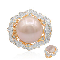 Anillo en oro con Perla Ming melocotón (TPC)
