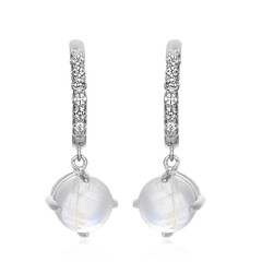 Pendientes en plata con Piedra de luna arco iris de Tanzania
