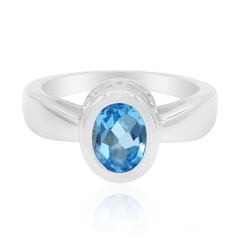 Anillo en plata con Topacio azul suizo
