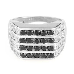 Anillo de hombre en plata con Espinela negra