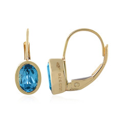 Pendientes en oro con Topacio azul suizo (Adela Gold)