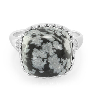 Anillo en plata con Obsidiana Copo de Nieve