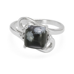 Anillo en plata con Obsidiana Copo de Nieve