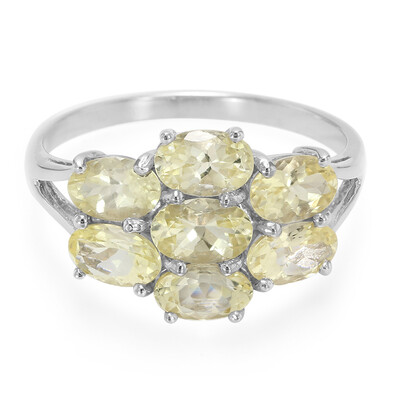 Anillo en plata con Danburita neón amarillo