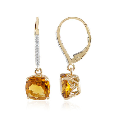 Pendientes en oro con Citrino de Madeira