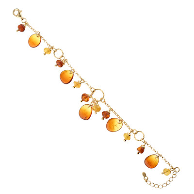Brazalete en plata con Ámbar del Báltico amanecer (dagen)