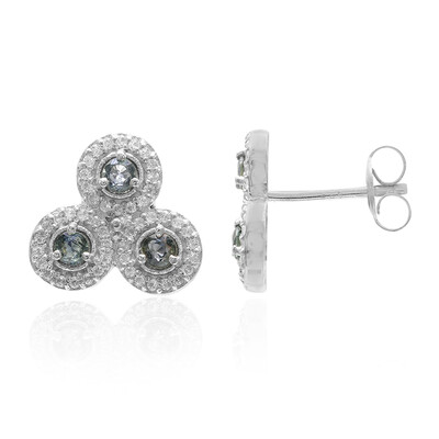 Pendientes en plata con Zafiro verde no calentado