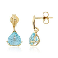 Pendientes en oro con Topacio azul cielo