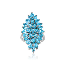 Anillo en plata con Topacio azul cielo
