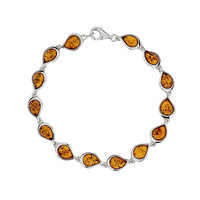 Brazalete en plata con Ámbar báltico