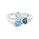 Anillo en plata con Topacio azul de Londres