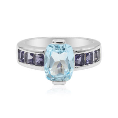 Anillo en plata con Topacio azul cielo