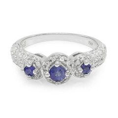 Anillo en plata con Zafiro azul birmano