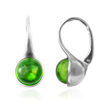 Pendientes en plata con Ámbar colombiano verde