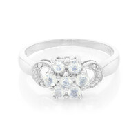 Anillo en plata con Piedra de Luna arcoíris