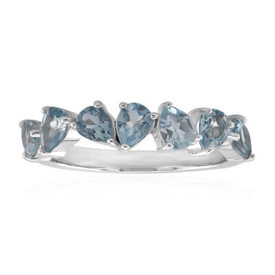 Anillo en plata con Topacio azul cielo