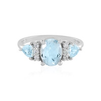 Anillo en plata con Topacio azul cielo