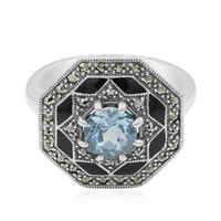 Anillo en plata con Topacio azul cielo