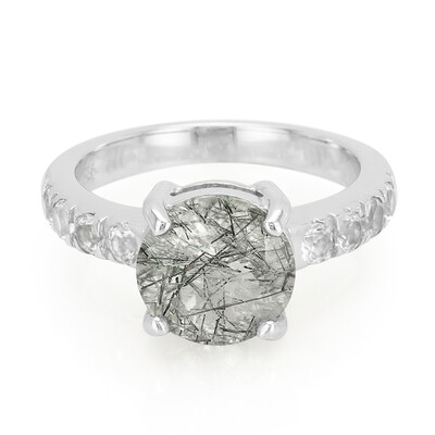 Anillo en plata con Cuarzo rutilado negro