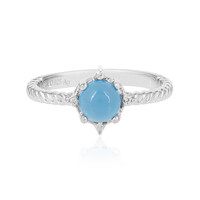Anillo en plata con Calcedonia azul