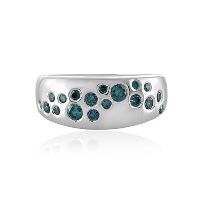 Anillo en plata con Diamante azul I3