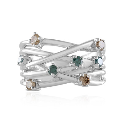 Anillo en plata con Diamante azul I2