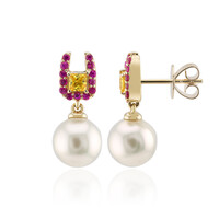 Pendientes en oro con Perla blanca del mar del sur (Michelle Albala)