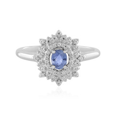 Anillo en plata con Zafiro azul Ceylon sin calentar
