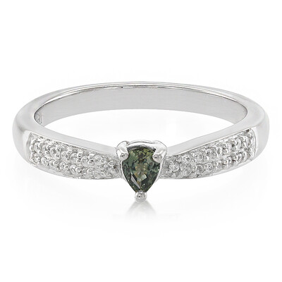 Anillo en plata con Zafiro de pavo real no calentado