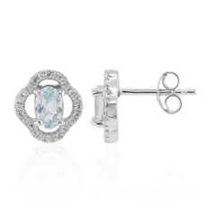 Pendientes en plata con Topacio azul suizo