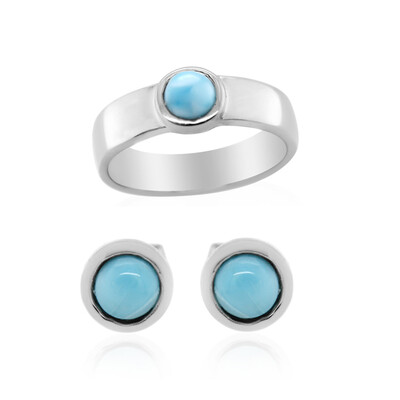 Anillo en plata con Larimar