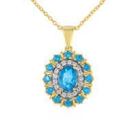 Collar en plata con Apatita azul neón