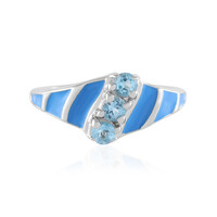 Anillo en plata con Topacio azul suizo