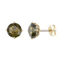 Pendientes en oro con Moldavita