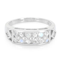 Anillo en plata con Piedra de Luna arcoíris