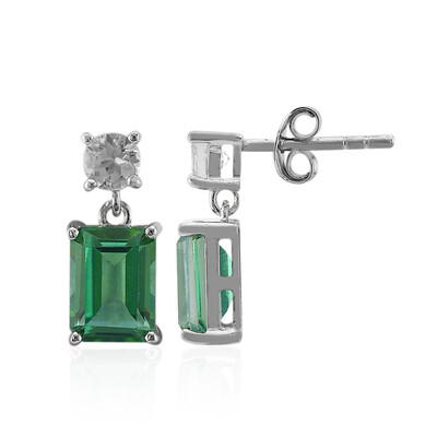 Pendientes en plata con Topacio verde mariposa