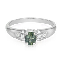 Anillo en plata con Zafiro de pavo real no calentado