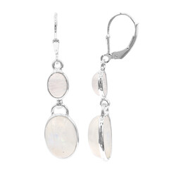 Pendientes en plata con Piedra de Luna arcoíris