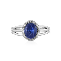 Anillo en plata con Zafiro estrella azul